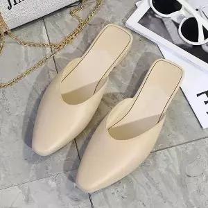 /블카마켓 3컬러 모던 여성 플랫 레더 뮬 블로퍼 데일리 슬리퍼