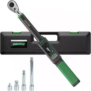 LLAVETOR 디지털 토크 렌치 3/8인치 드라이브 4PC 5-99.5 Ft-lbs 자동차 오토바이 및 자전거용 부저 LED