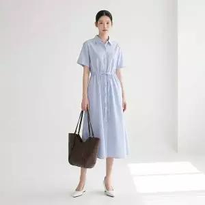 LAP 브랜드관 스트라이프 셔츠 롱 원피스 AS2WO591