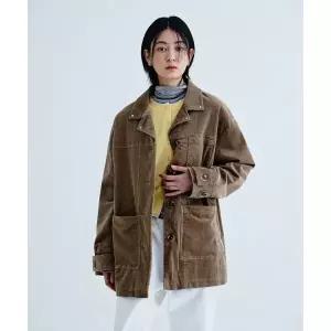 KIIMUIR (우먼) 오버핏 코듀로이 하프 자켓_베이지