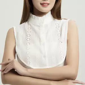 플리츠 차이나 카라 넥 케이프 페이크 카라 레이어드