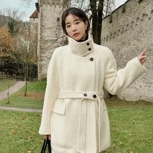 온앤온 기은세 착용 부클 하이넥 중기장 코트 NEW4WHA23