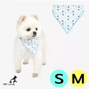 애견 머플러 블루 패턴 S-M 심플 폴라베어