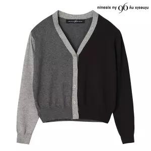 나인식스뉴욕 데일리 V넥 배색 긴팔 여성 니트 가디건 NO3CK006L0