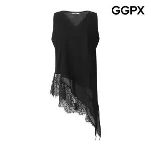 GGPX 언밸런스 레이스 슬리브리스 티셔츠 GQ4TS010F