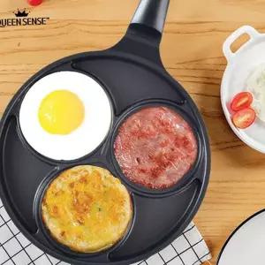 인덕션 에그 팬 논스틱 멀티 후라이팬 3구 에그 팬 가정용 미니 스테이크 그리들 팬요리 식사 아침 조리