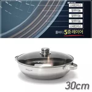 국내산 키친아트 인덕션겸용 통5중스텐 전골냄비 28cm 전골솥 궁냄비 전골용 양수 주방 고급 혼수용