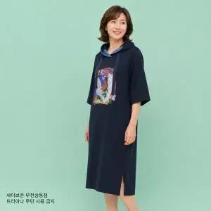 [트리아나]소고 7부 소매 프린트 후드 원피스 AI2PA04-1