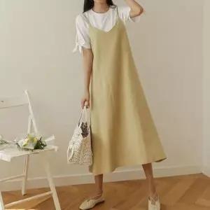 아레니아 빅사이즈 원피스 여름 롱 여성 룩 끈 여성용 중년 나시 WFOQ7KP