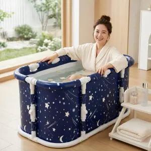 와이드 110cm 접이식 반신욕 욕조 핑크 별자리