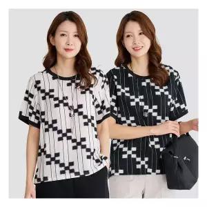 이브바바 쿨 인견 블록체크 반팔 티 블라우스 셔츠 여름 엄마 중년여성 옷 1398844