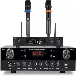 스테레오 리시버 홈 오디오 앰프 2.1 채널 서브우퍼 출력 블루투스 5.0 USB 2 마이크인 에코 RCA 동축 입력