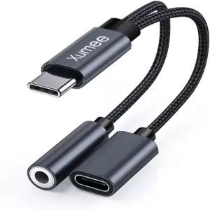 Xumee USB 타입 C에서 3.5mm 헤드폰 및 충전기 어댑터 2-in-1 Aux 오디오 잭 고해상도 DAC iPhone 16/15
