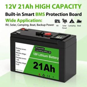 12V 21Ah 충전식 리튬 배터리 팩 BMS 태양광 패널 RV 차량 및 해양 장비 시스템을 위한 실용적인 에너지 백업