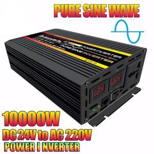 LCD 디스플레이 태양 광 인버터 12V 24V 110V/220V 순수 사인파 전압 변압기 자동차 충전 변환기 8000/10000W
