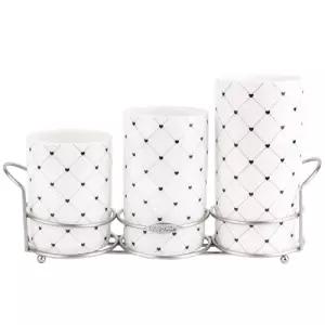 체크하트 다용도꽂이 3P수저수납함 3구통 원형통 원통함 수저통 수저함 케이스 보관함 정리함