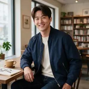 남자 항공점퍼 집업 봄 가을 간절기 아우터 데일리 블루