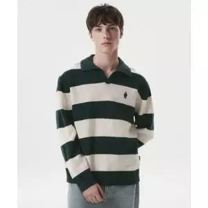 후아유 WHO.A.U Steve Stripe Open Collar Pullover/WHKAG2333U 262783