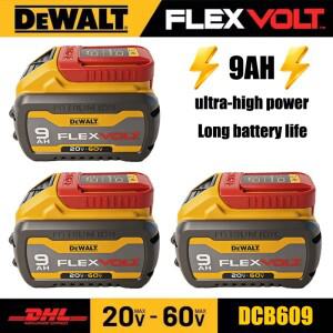 디월트 배터리 60V 9.0Ah 리튬이온 FLEXVOLT 특허 기술 DCB609 강력하고 오래 지속되는 전력, 고급 BMS