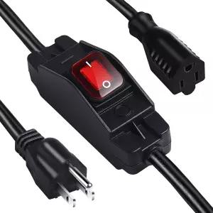 메이크비비 야외 방수 온/오프 스위치 연장 코드 헤비 듀티 125v/250v 블랙 SJTW