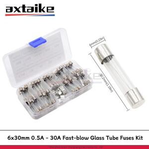 72Pcs 630mm 0.5A - 30A 250V 고속 블로우 유리관 퓨즈 키트 500mA 1A 2A 5A F10AL250V 가정용 액세서리