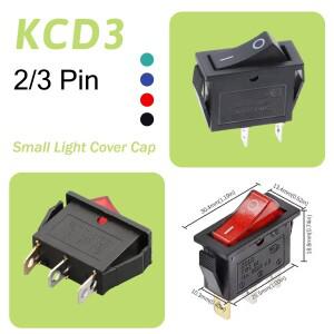 KCD3 LED 조명 로커 스위치 ON-OFF 23핀 16A 250V 자동차 가전 전기 장비용 표시등 포함