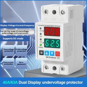 40A63A 220V Din 레일 듀얼 디스플레이 조정 가능한 과전압 전류 및 저전압 보호 장치 릴레이