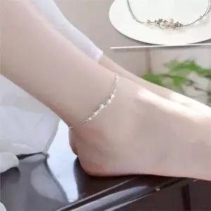 여성 두줄 발찌 여성 별 발찌 실버 큐빅 발목 패션 체인