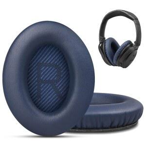 GEVO 프리미엄 교체용 보스 QC35 및 QC35II 헤드폰 이어패드 - 블루 | QUIETCOMFORT 35 35II / SOUNDLINK 1&2 AE(오버이어)에 적합 부드러운 프로틴 가죽 적응형 메모리 폼 뛰어난 내구성