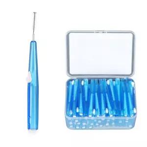 60Pcs 푸시풀 치간 브러시 0.7MM 치과용 청소기 교정 와이어 이쑤시개 칫솔 구강 관리