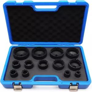 VEHIRETL 13pcs 홈 잠금 너트 소켓 세트 내부 톱니 스핀들 키트 볼 조인트 액슬 1/2인치 KM0-KM12가 장착된