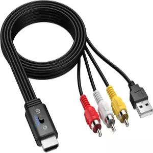 CAMWAY 1080P RCA to HDMI 컨버터 수컷 5피트 - 무손실 전송 16 9/4 3 스위치 VCR/VHS/DVD 플레이어용 Pro
