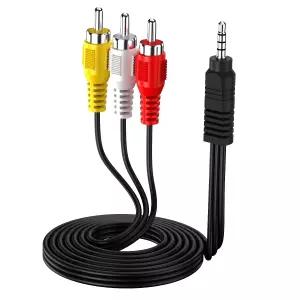 캠코더 TV MP3 스피커용 3.5mm to RCA AV 케이블 5피트 TRRS 3 오디오 및 비디오 출력 길이