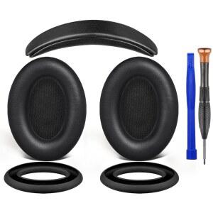 보스 QC15 및 QC2용 소울윗 교체 키트 - 블랙 | (QC35/QC25/QC45/AE2에는 맞지 않음) 이어패드 + 헤드밴드 실리콘 스웨트 커버