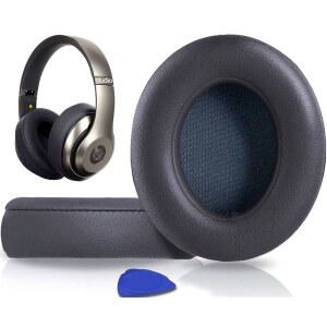 BEATS STUDIO 2 및 3 유선 무선 헤드폰용 SOLOWIT 교체용 이어패드 쿠션 부드러운 프로틴 가죽 이어패드 노이즈 차단 메모리 폼 두께 추가 - 티타늄