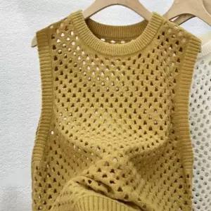여성 시스루 디자인 짜임조끼 캐주얼 그물조끼 그물 데일리 패션