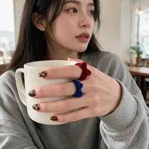 리본 반지 벨벳 포인트 핑거 악세사리 레이어드 반지원피스 하객룩 파티룩-WFQ3EAR