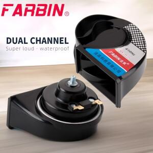 FARBIN 2Pcs 달팽이 공기 경적 듀얼 톤 12V 릴레이 하네스 버튼 자동차 경보 신호 트럭 오토바이 액세서리