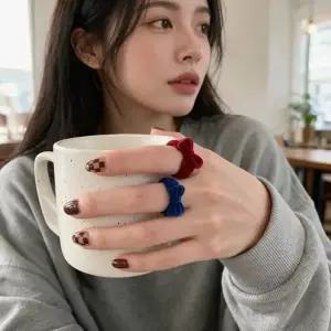 리본 반지 벨벳 포인트 핑거 악세사리 레이어드 반지원피스 하객...