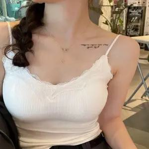 골지 캡내장 쫀쫀한 이너 끈나시 여자 레이스 브이넥
