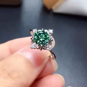 925 스털링 실버 화이트 K 세트 그랜마 그린 지르콘 반지와 에메랄드 큐빅 토파즈 포함 사이즈 6-10 주얼리