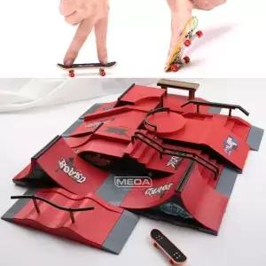 10 In 1 핑거 스케이트 보드 DIY 파크 램프 부품 기술 데크 장면 장소 조합 세트 실내 홈 완구