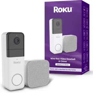 Roku 스마트 홈 무선 비디오 초인종 및 차임 - 1440p HD 야간 투시 초광각 뷰 카메라 모션 사운드 감지