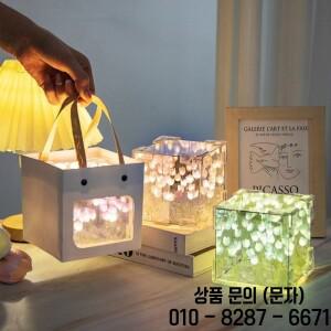 아크릴 튤립 야간 조명 수제 DIY 매직 큐브 꽃 테이블 램프 21 거울 생일 선물 가방
