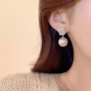 S925 은침 라비에르 사각큐 진주귀걸이