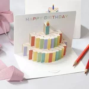 [제이큐]생일 축하 팝업 카드 입체 편지 엽서 3D 케이크