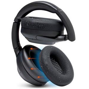 WC SWEATZ XM4 - 소니 WH-1000XM4용 특허 받은 이어패드 스웨트 커버 | 메이드 바이 위키드 쿠션 프리미엄 실리콘 사용 땀 방지 및 손쉬운 세척 가능 블랙