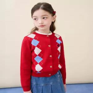 빈폴 키즈 여아 아가일 카디건 레드 (BI615AG026) 5983268
