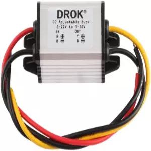 DROK 방수 DC 벅 컨버터 전압 레귤레이터 8-22V ~ 3-15V 5V 12V 3A 조정 가능 출력 전원 변압기 스텝다운