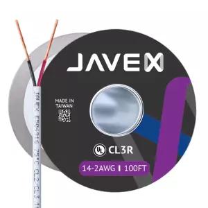 JAVEX 14/2 UL13 CL3R 스피커 와이어 100피트 14게이지 AWG 산소 없는 구리 99.9 보안 제어 및 경보 시스템